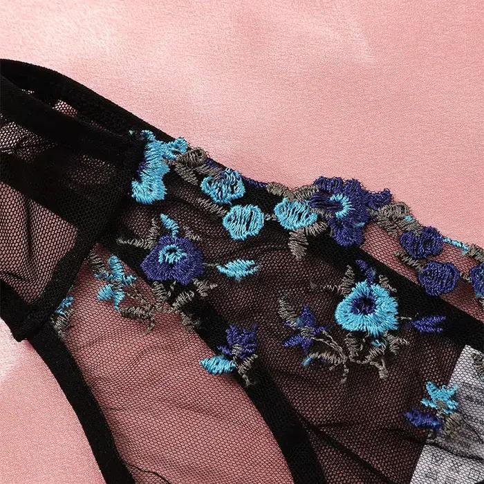 Lingerie en dentelle transparente brodée pour femmes, sous-vêtements sexy, ensemble de culottes dégradées, kit de soutien-gorge délicat, push-up, ensembles de culottes 7.0, nouveau Heilan