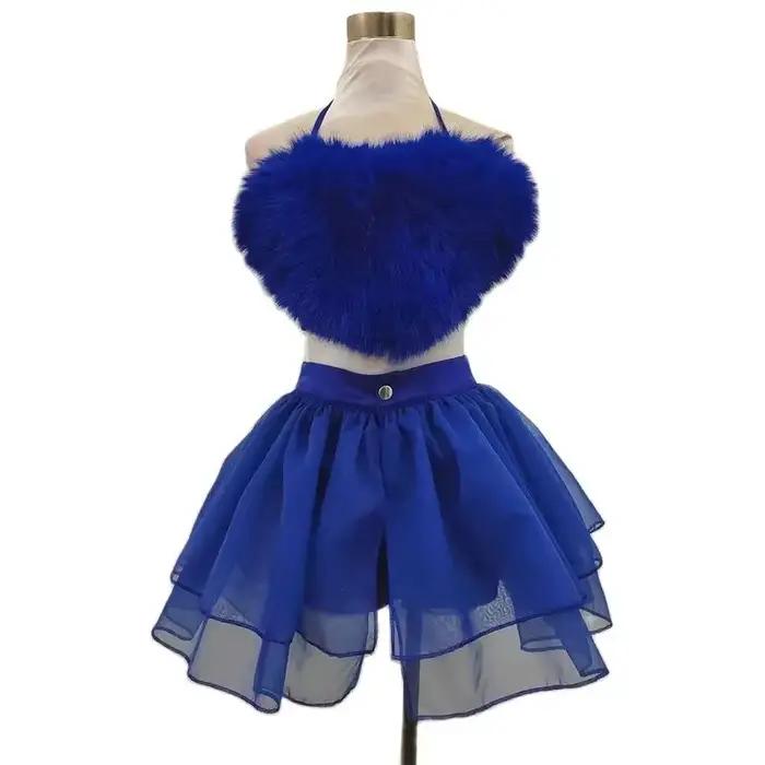 Costumes de danse jazz pour femmes, vêtements de pole légitisexy, tenues Kpop bleues imbibées, ensemble de vêtements de séparés euse Ds Dj GKnitting, bar et boîte de nuit, nouveau groupe