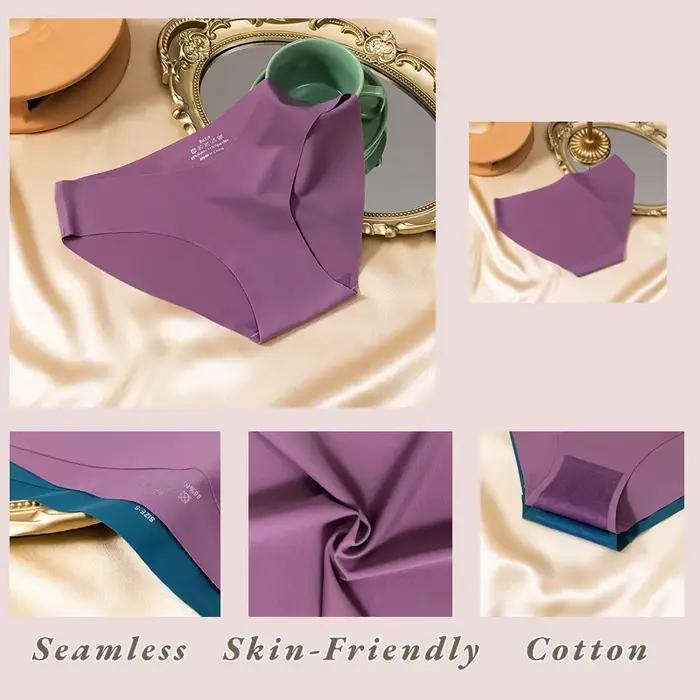Culotte femme soie glacée sans couture sous-vêtements féminins taille basse élasticité quotidienne slips pour femmes respirant Sexy Lingerie Bikini
