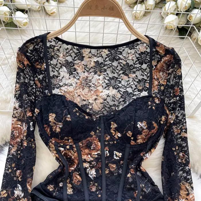 Combinaison sexy en dentelle pour femmes, tenue chic, col carré, vêtements d'été, plage, vacances