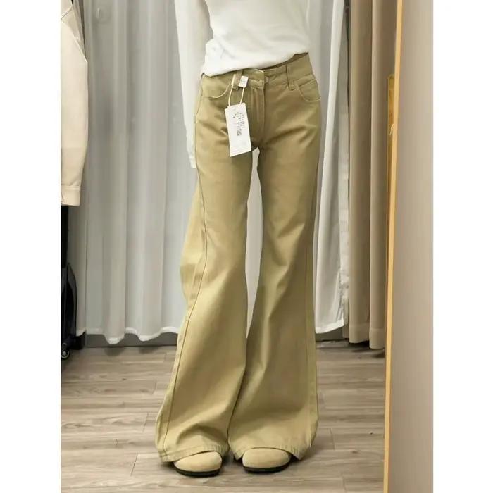 Dámske džínsy zvonové voľnočasové štíhle Vintage inšpirované jeseňou vysoký pás