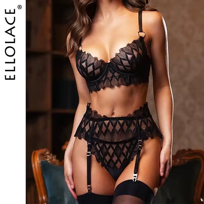 Ellolace Sexy femme Lingerie sous-vêtements délicats Ultra Sexy élégant attrayant poitrine bretelles luxe dentelle configuration dames audacieux