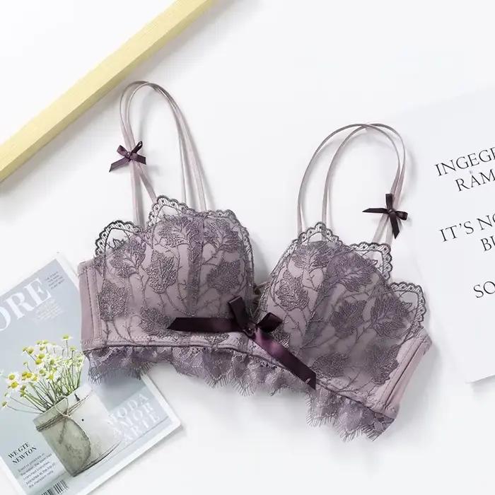 Lingerie à la mode pour femmes, petits seins montrent une grande rassemblement sans anneaux en acier, soutien-gorge Sexy à fermeture en dentelle et beau soutien-gorge au dos