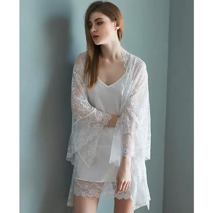 Nouveau fronde chemises de nuit vêtements de nuit deux pièces ensemble Sexy dos tenue de nuit femmes nuisette vêtements de nuit robes printemps été robe de nuit
