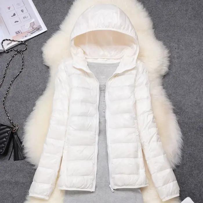 Doudoune légère pour femme avec capuche, matériau polyester, duvet de canard blanc, pour automne et hiver, nouvelle arrivée 2024