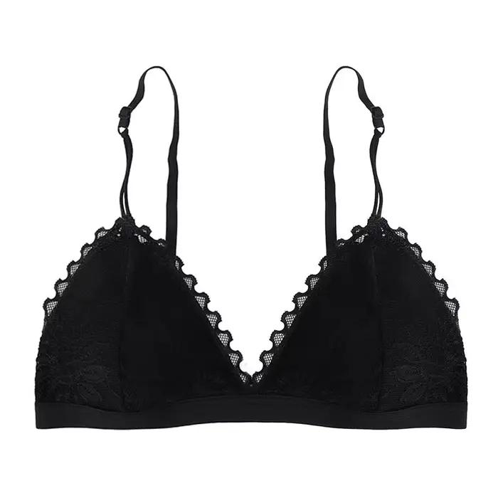 Soutien-gorge UXST sexy sans couture en polyester et nylon, coupe triangle, dentelle blanche ou noire pour femmes occasions spéciales