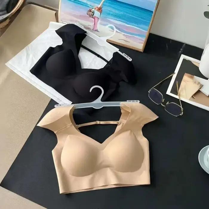 Soutien-gorge d'épaule à angle droit, col en v, sans couture, Invisible, coussinet d'épaule, gilet, reliure de poitrine, Bustier, sans fil, vêtements modelants pour filles