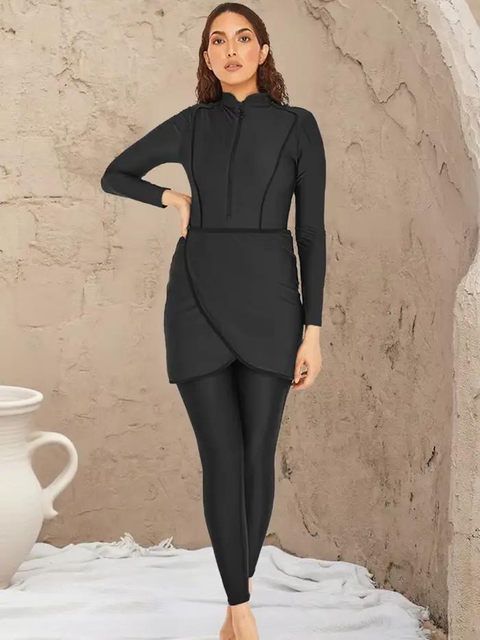 Moslimské plavky s rukávmi pre ženy, Burkini, Turban, 3-dielna sada