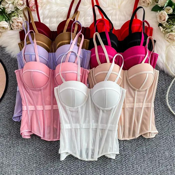 Taille Sexy maille transparente dame Bustier élégant façonnage femmes Corset filles mince tenue de soirée cultures haut dame court corps Shaper