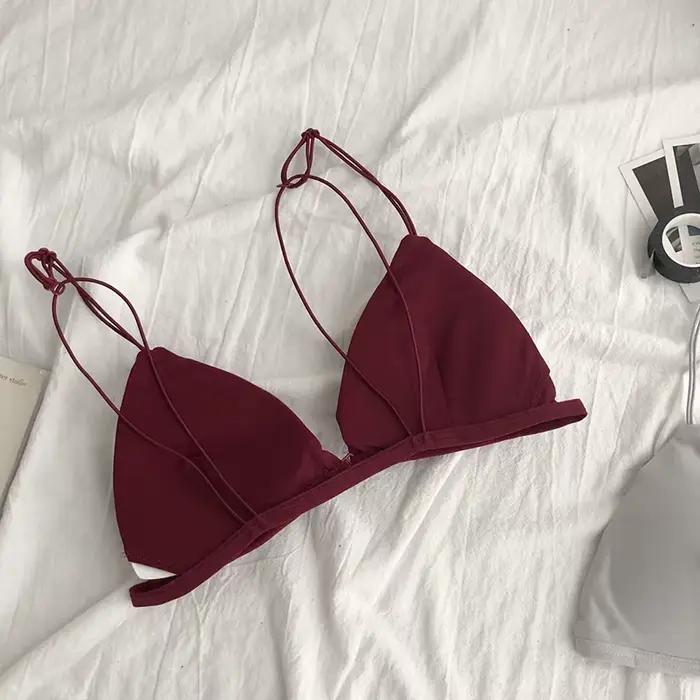 Soutien-gorge de Style français pour femmes, Sexy, ceinture fine, Bralettle, bonnet Triangle, sous-vêtements, Deep V, sans fil, doux, fin, sans couture, Lingeri