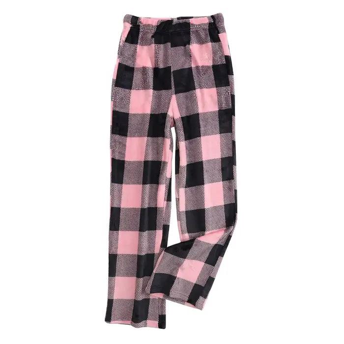 Bas de sommeil en flise à carreaux pour femmes pour une nuit douce et chaleureuse occasions spéciales hiver confortable et élégant pour dormir et se détendre