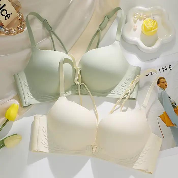 Soutien-gorge sexy avec petits seins pour femme, bouton avant, beau dos, sans couture, poitrine plate, seins latéraux, sans anneau en acier, grand soutien-gorge