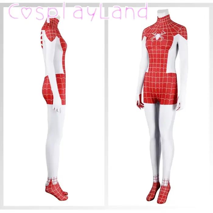 Mary Jane Watson combinaison MJ Cosplay Costume noël Halloween Costumes bande dessinée Con Costume imprimer rouge Zentai body masque