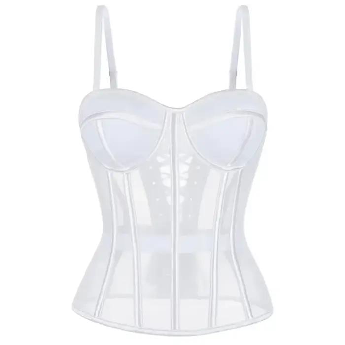 Corset surbuste avec soutien-gorge Korset femme bustier bustier sans bretelles haut maille femmes Lingerie noir blanc Lingerie Sexy