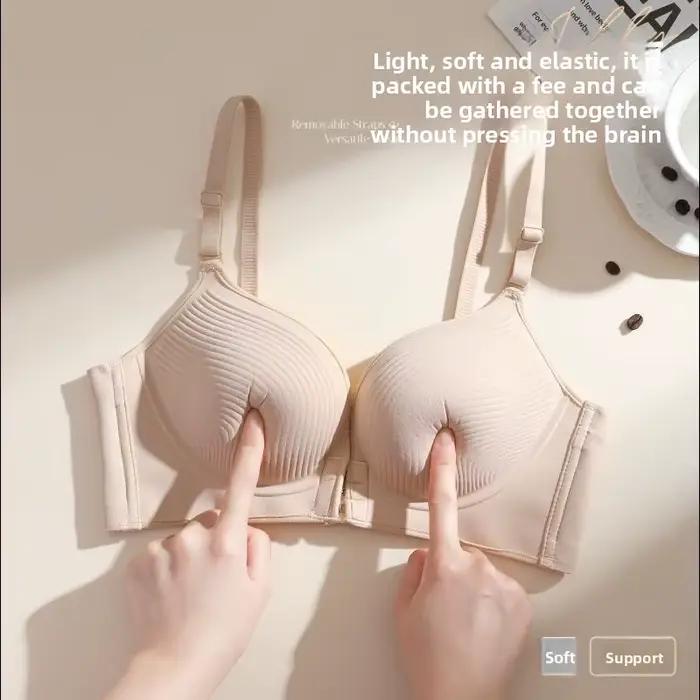 Soutien-gorge push-up à double crochet avant pour femme, rembourrage épais de 12 cm en coton, sans armatures, doux, respirant, rehausseur de poitrine, effet volume visible, usage quotidien