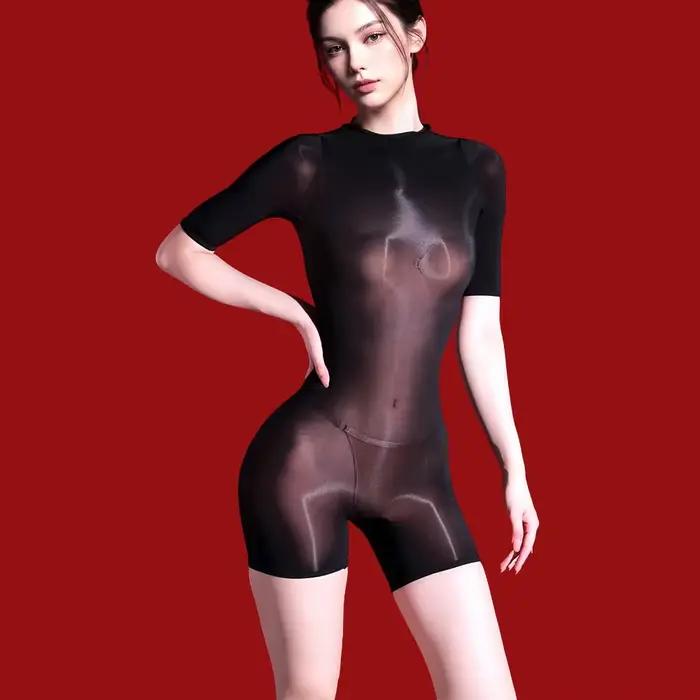 Combinaison moulante 5D ultra-extensible pour femme, effet brillant et transparent, idéale pour le yoga, le bodycon ou comme justaucorps de mode