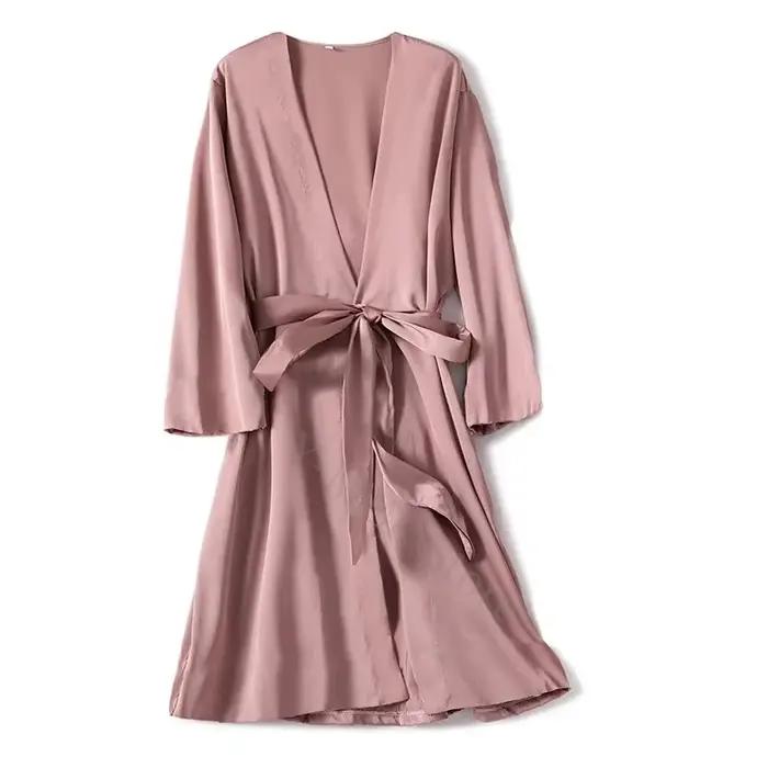 Saténové dámske nočné šaty Intímna bielizeň Hodvábne svadobné darčeky Neformálne Kimono Župan Nočná košeľa Sexy