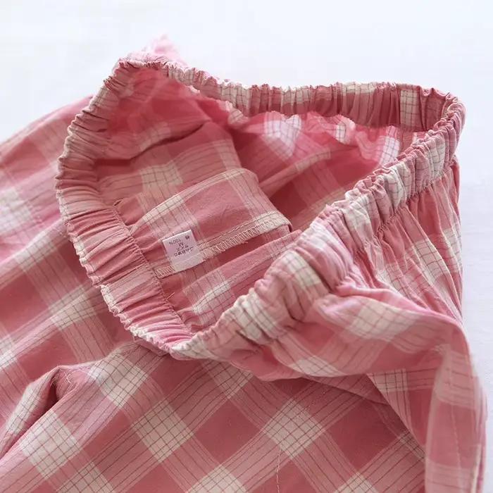 Pantalon de pyjama en gaze de coton pour femmes, Pantalon de maison pour Couples, vêtements de détente, bas de sommeil imprimé ample pour Femme, Pantalon Hombre pour hommes