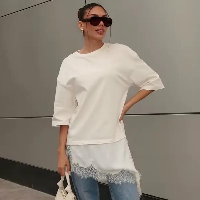 Dámske oversize čipkované tričko HXAO