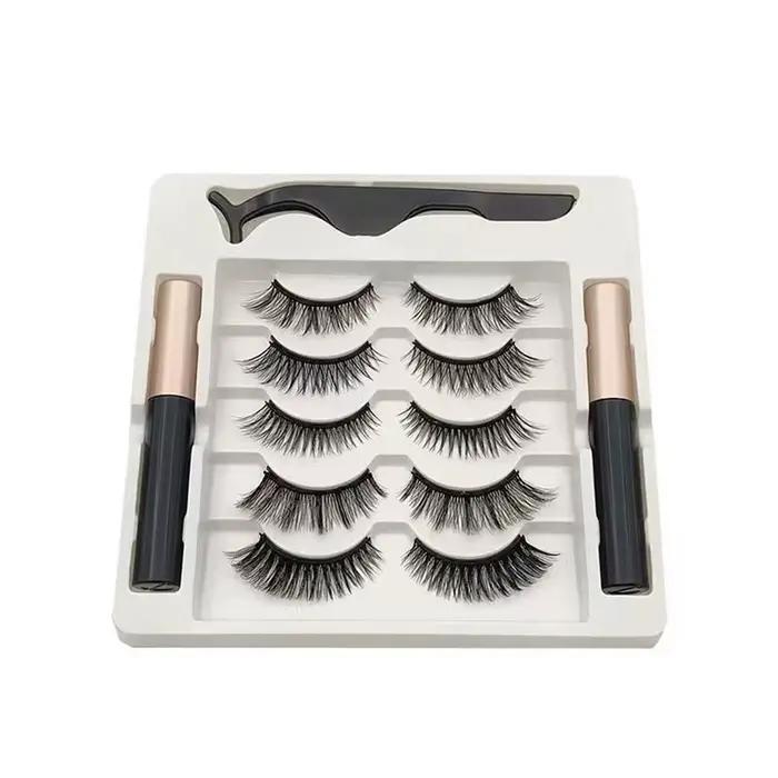 5 párov 5 magnetických rias Eyeliner pinzeta sada 3D prírodné umelé norkové riasy falošné
