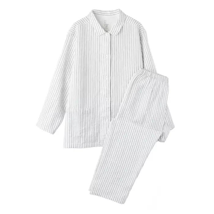Pyjamas féminins en coton 100%, style basiques, manches longues, col rabattu, disponibles en rose, blanc, bleu et gris, pour hiver, occasions spéciales et confort nocturne
