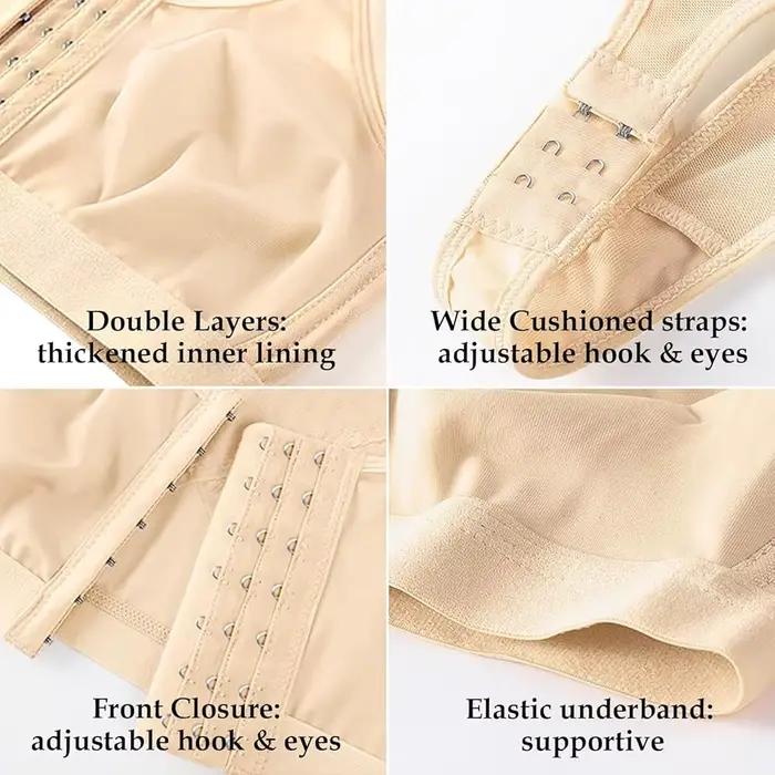 Soutien-gorge correcteur de posture à fermeture avant pour femme, effet push-up, dos croisé, antichoc, soutien sportif, type gilet de fitness