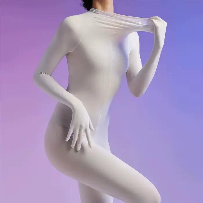 Body complet à manches gants en velours 120D pour femmes, Sexy, entrejambe ouvert, bas serré, justaucorps de demoiselle d'honneur, Bandage, Cocoons, bodyhouse