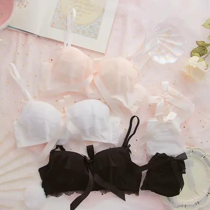 Ensemble de soutien-gorge et culotte à volants japonais, ensemble de sous-vêtements d'étudiant mignon, soutien-gorge Kawaii Lolita, bralette de lingerie rose
