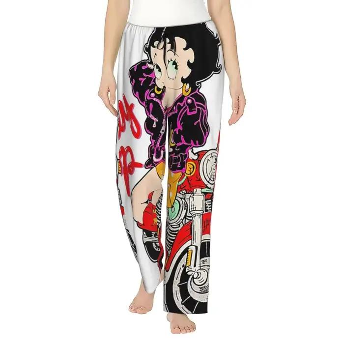 Pantalon de pyjama personnalisé Betty Boop pour femme, pantalon de détente, vêtements de nuit avec poches