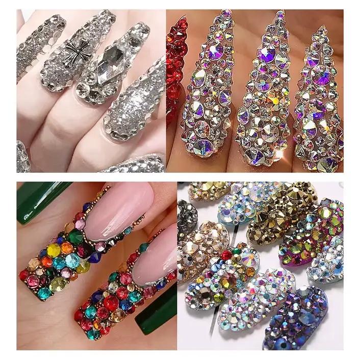 Nail art doplnky na nechty dekorácie kamienky viacveľkostné 3D kryštál