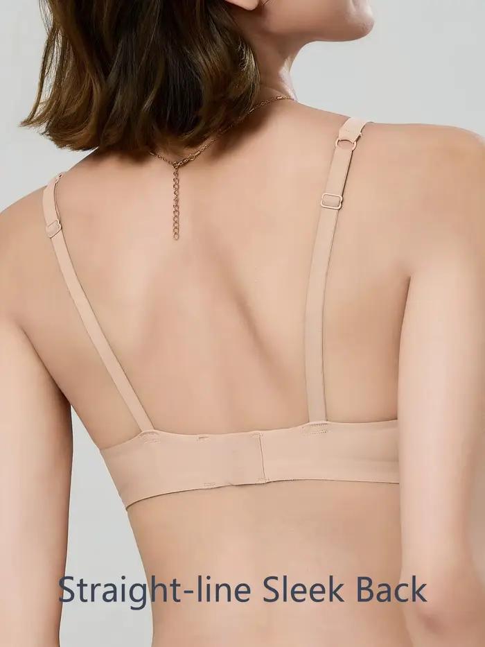 Soutien-gorge Quotidien Sans Armature en Gel Transparent, Col Carré, Dos Droit, Bonnets Fixes, Bretelles Réglables, Anti-Affaissement, pour Petites Poitrines