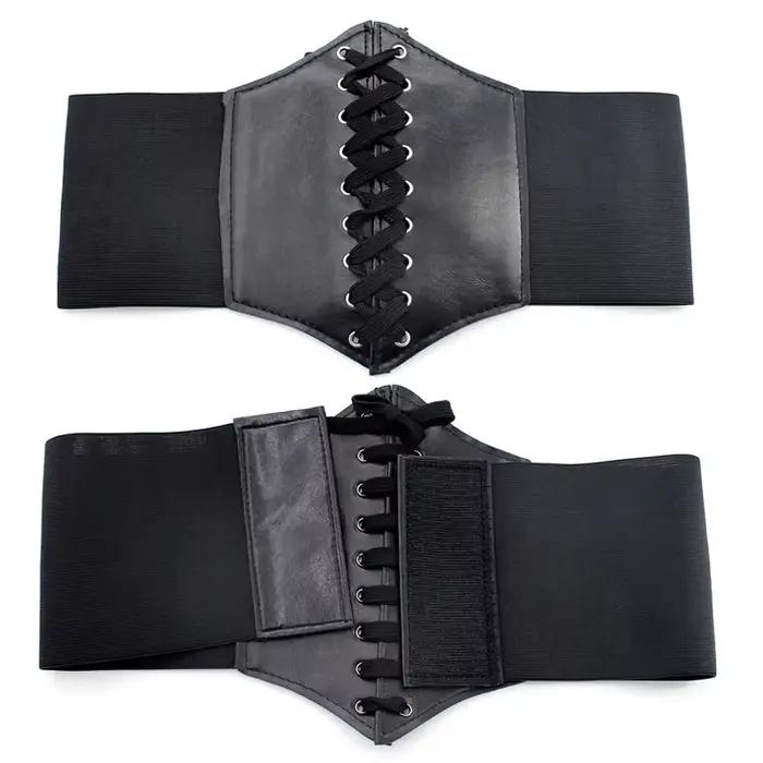 Body noir Shapewear femmes vêtements gothiques sous le buste taille Cincher formateur Pu cuir élastique Sexy mariée Corsets et Bustiers