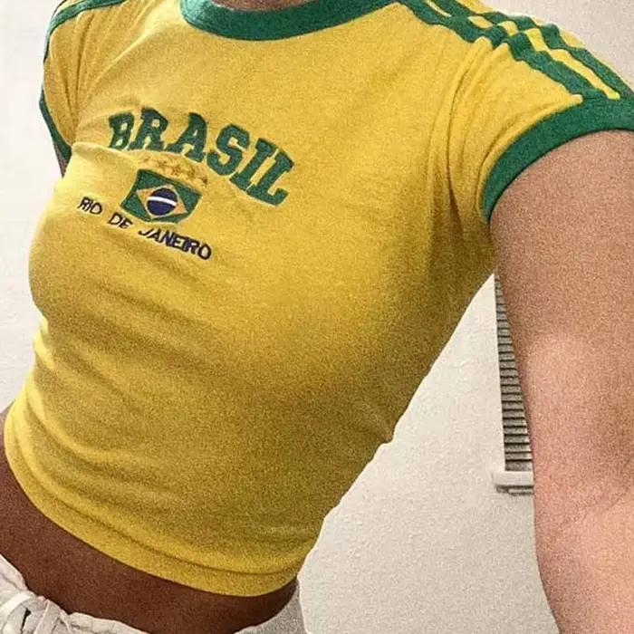 Dámsky kostým T-Shirt a šortky s brazílskymi písmenami