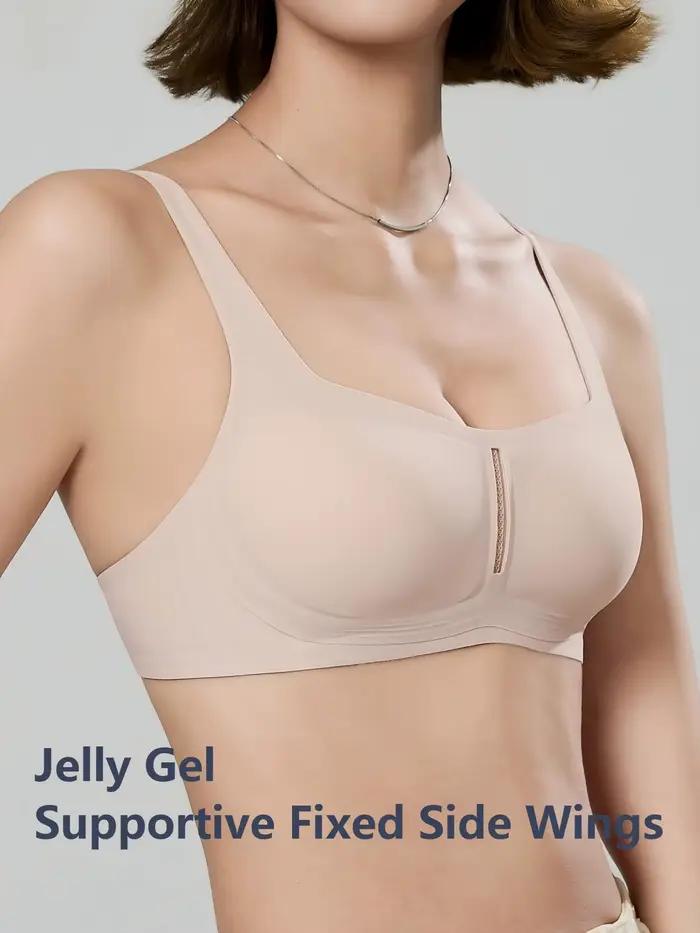 Soutien-gorge Quotidien Sans Armature en Gel Transparent, Col Carré, Dos Droit, Bonnets Fixes, Bretelles Réglables, Anti-Affaissement, pour Petites Poitrines
