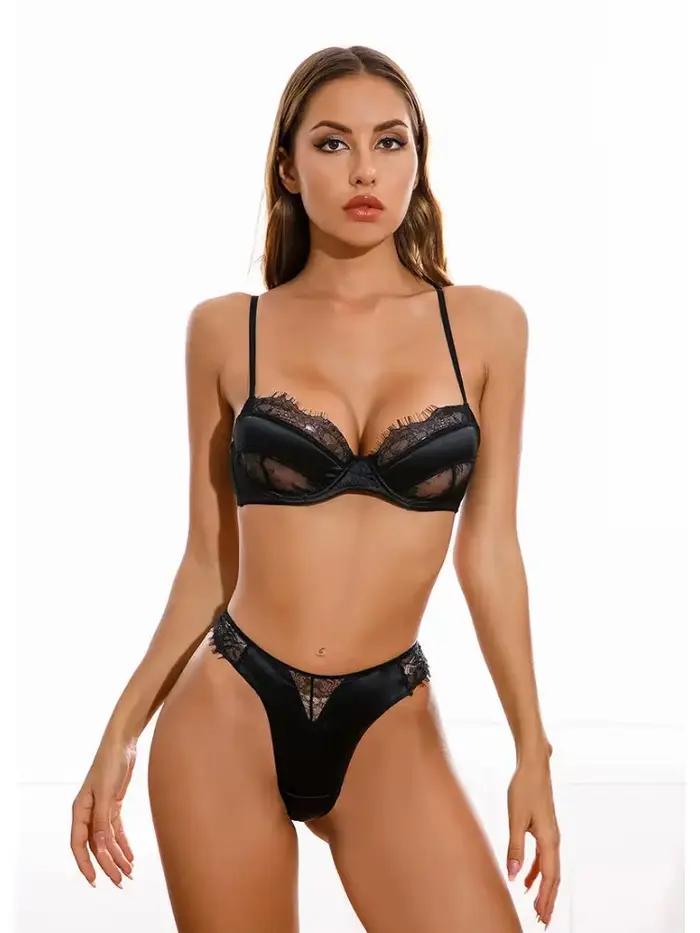Sexy francúzsky štýl podprsenka z ultra jemnej čipky pre plné poprsie