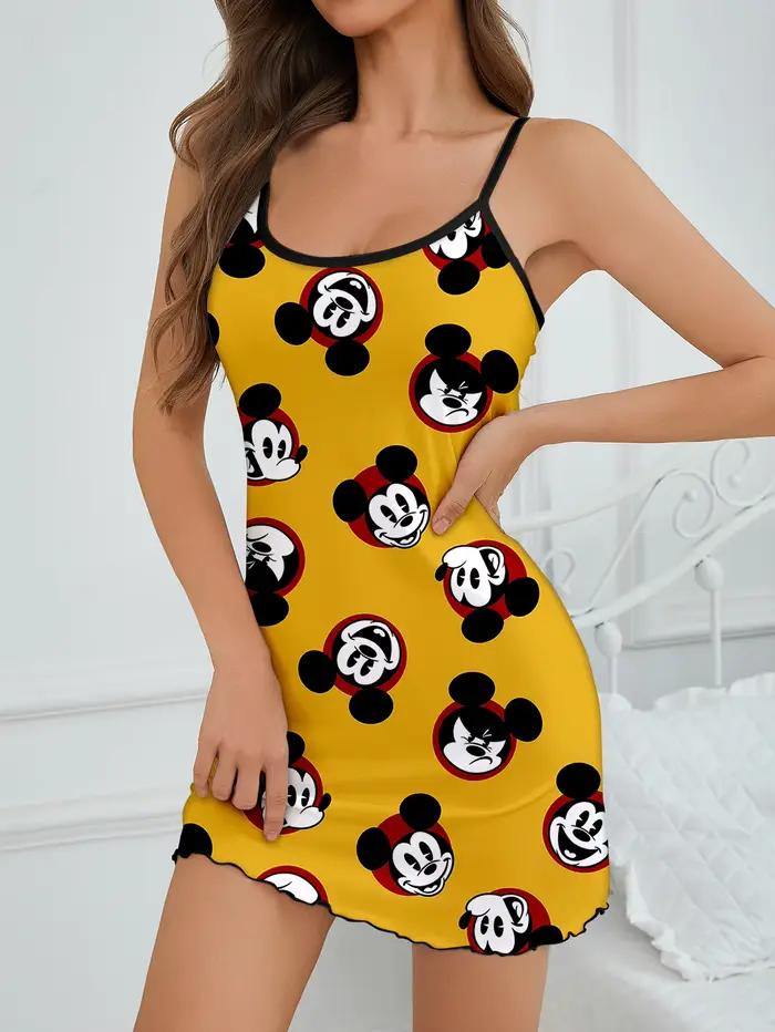 Jupe de nuit pour femme Disney, motif dessin animé mignon, vêtements de maison, tissu doux et confortable