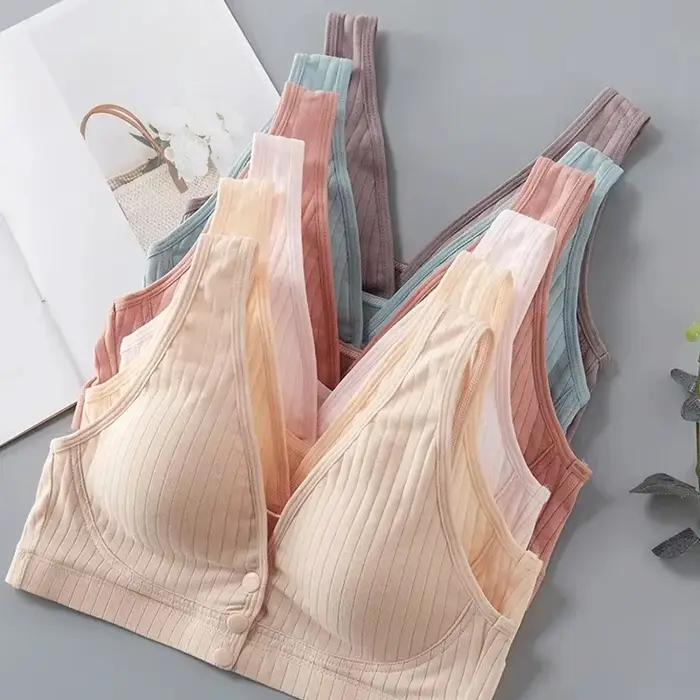 Soutien-gorge d'allaitement en pur coton pour femme, sous-vêtement de maternité, soutien-gorge de grossesse grande taille, bralette push-up, crop top pour femme