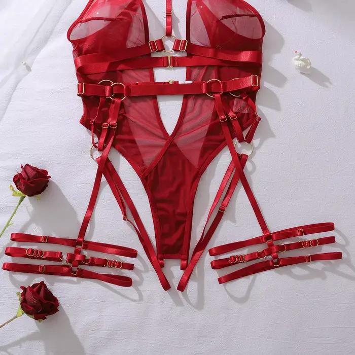 Ensemble érotique sexy pour femmes, lingerie transparente, combinaison, tenue de soirée, sous-vêtements de club, costumes sexy