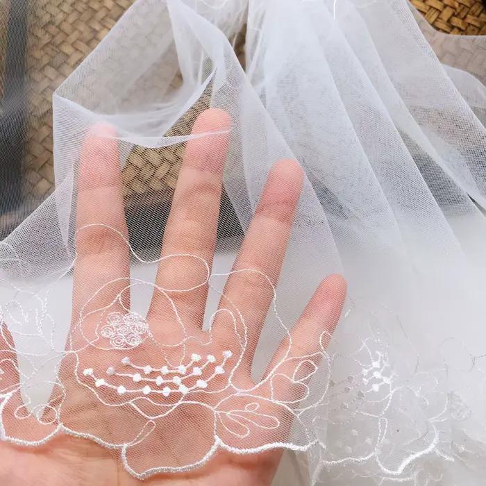 Garniture en dentelle brodée de fleurs bleu marine, maille pour soutien-gorge, lingerie, sous-vêtements, décor de robe pour femme, bricolage, 20 mètres