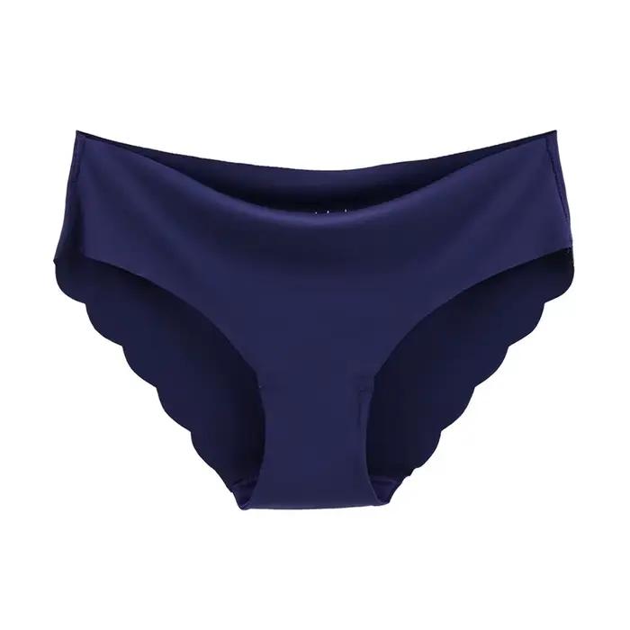 Femmes culottes Sexy volants couleur unie sous-vêtements glace-soie taille basse culotte femme sans couture slips Ultra-mince Lingerie pour dames