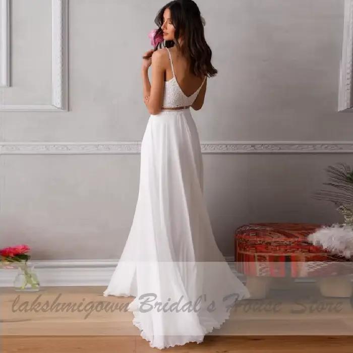 Robe de mariée deux pièces en dentelle personnalisée, robes de mariée de plage, réception de patients chic et bohème, quelle que soit la collection 2024