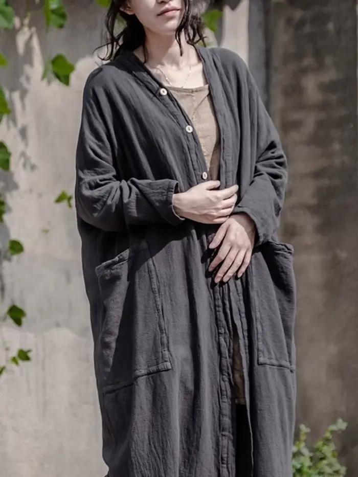 Dlhé voľné oversized cardigan sako s vreckami