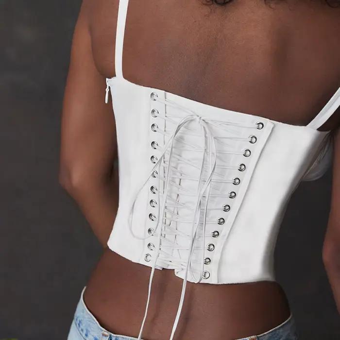 T-shirts d'été élégants sans bretelles Corset couverture en dentelle femmes pansement t-shirt Y2K Chic femme haut court noir rouge bleu blanc jaune