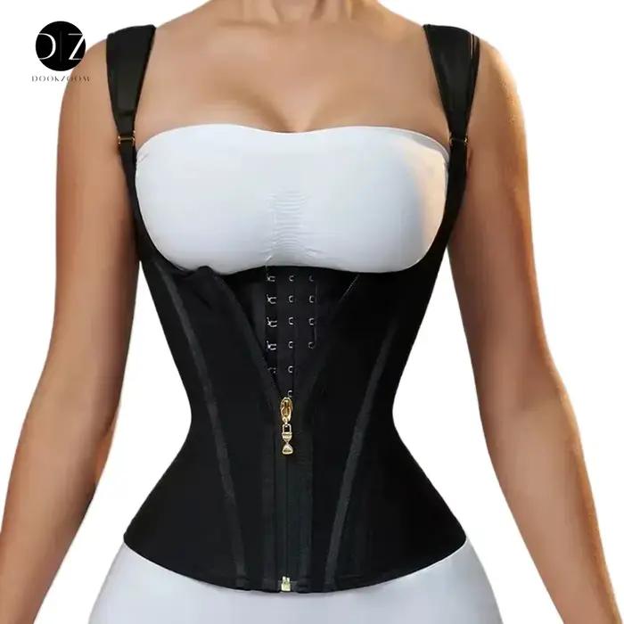 Corset Modelant le Corps pour Femme, Vêtement à Double Tunique, Compression, Entraîneur de Taille, Fermeture Éclair Réglable et Yeux Crochetés, Ventre pio