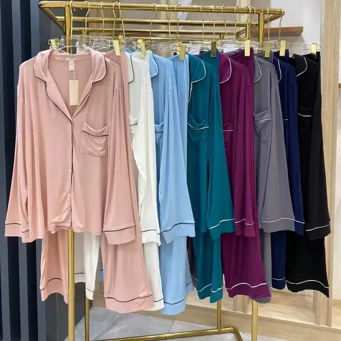 Ensemble de pyjama Modal en gros européen et américain Pyjamas simples pour femmes