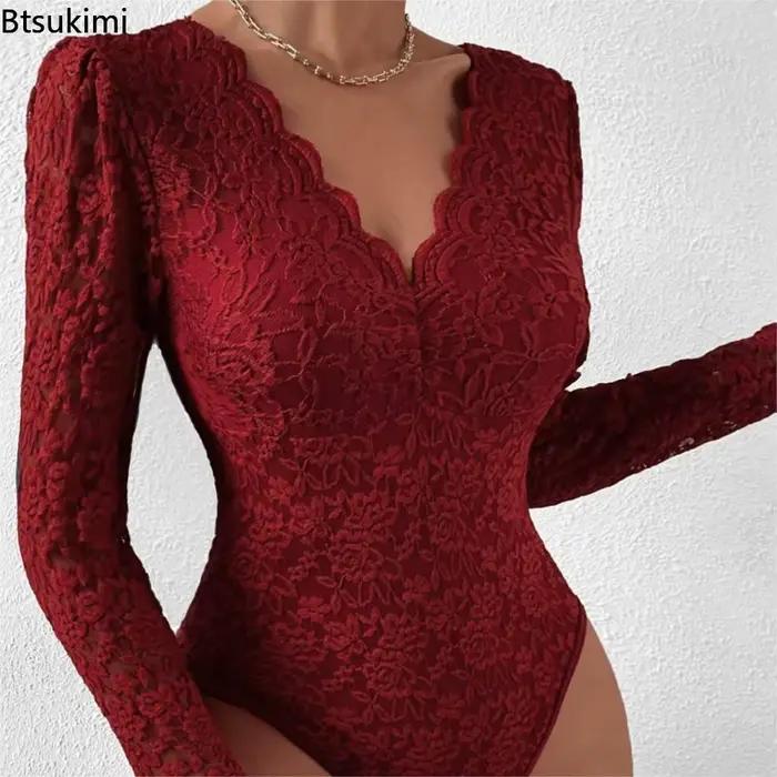 Femmes élégant dentelle florale façonnage Body Sexy festonné garniture col en v minceur corps Shaper mince boîte de nuit fête justaucorps hauts