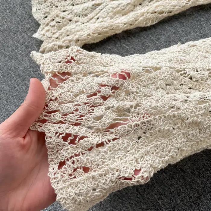 Pyjama d'été sexy en fibre ajourée pour femmes, bretelles courtes, pantalon évasé, olympiques deux pièces Boho Beach