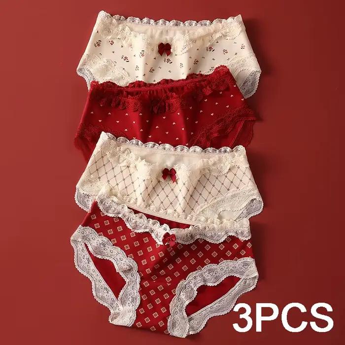Ensemble de culottes triangulaires pour le jour de noël, sous-vêtements pour femmes, slips en coton, Lingerie Sexy, sous-vêtements intimes en dentelle sans couture