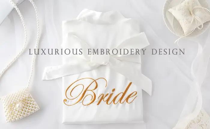 Robe de mariée et de demoiselle d'honneur, kimono de matin, peignoir brodé, robe de mariée, chemise de nuit d'été pour femme, robe de nuit ample en satin, tenue d'intérieur