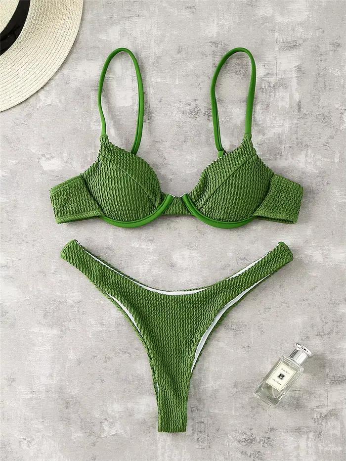 Maillot de bain sexy à armatures 2026 pour femme, blanc et noir, push-up, côtelé, micro, brésilien, plissé, string, pour la plage